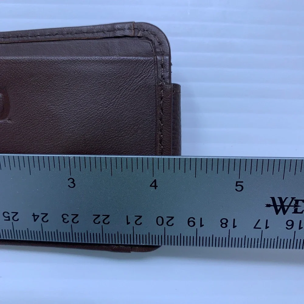Wilson Mens OS Brown Leather Magnetic Front Pocket Money Clip Wallet NWT